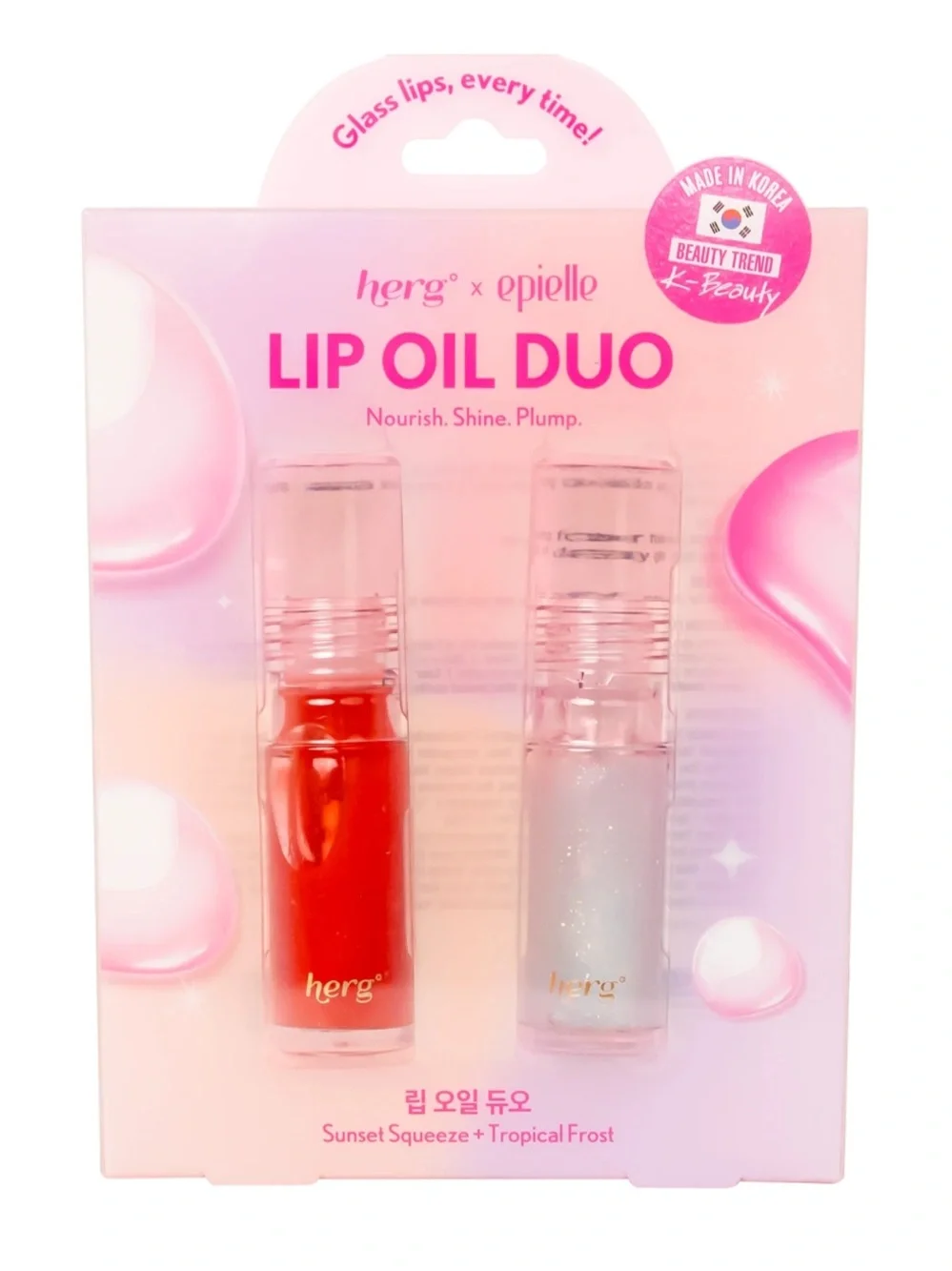 BNIB Herg x epielle lip oil DUO sheer sunset squeeze & tropical frost